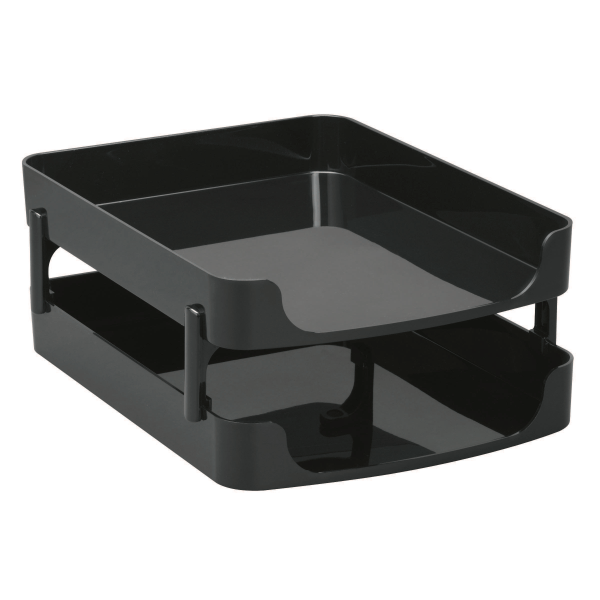 Officemate OIC 2200 Series Letter Trays, Front-Load, 5 1/2 x 10 x 13 1/2, Black, Pack Of 2