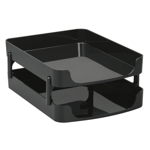 Officemate&reg; OIC&reg; 2200 Series Letter Trays, Front-Load, 5 1/2&quot; x 10&quot; x 13 1/2&quot;, Black, Pack Of 2 OIC22236