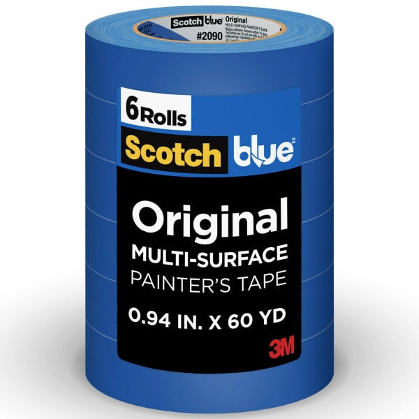 ScotchBlue Original MultiSurface Painters Tape 6 Tape Rolls 094 in x 60 yd 3 Core Blue  209024EVP