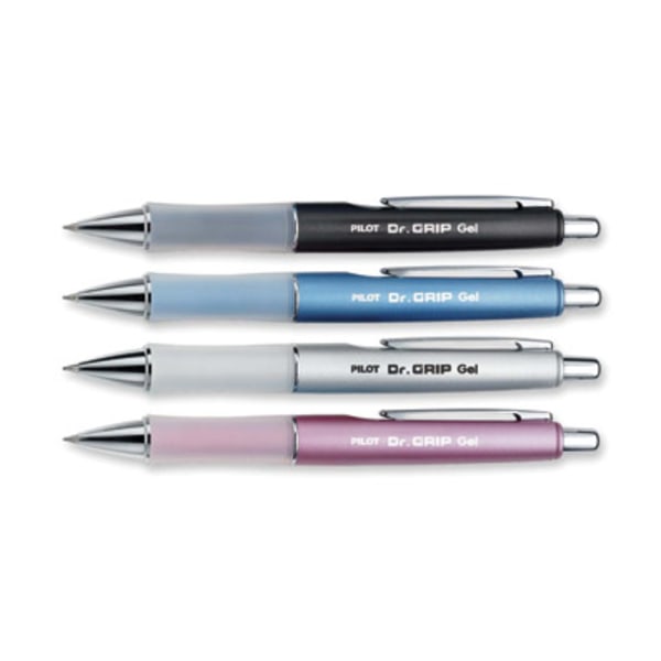 Pilot® Dr. Grip Retractable Gel Rollerball Pen, Fine Point, 0.7 mm, Assorted Barrel, Black Ink