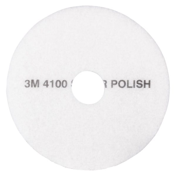 3M 4100 Super Polishing Floor Pads, 18 Diameter, White, Pack Of 5 Pads