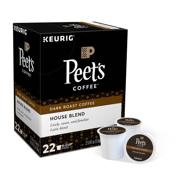 Peet s Coffee House Blend K-Cup Coffee Pods  Premium Dark Roast  22 Count  Single Serve Capsules Compatible with Keurig