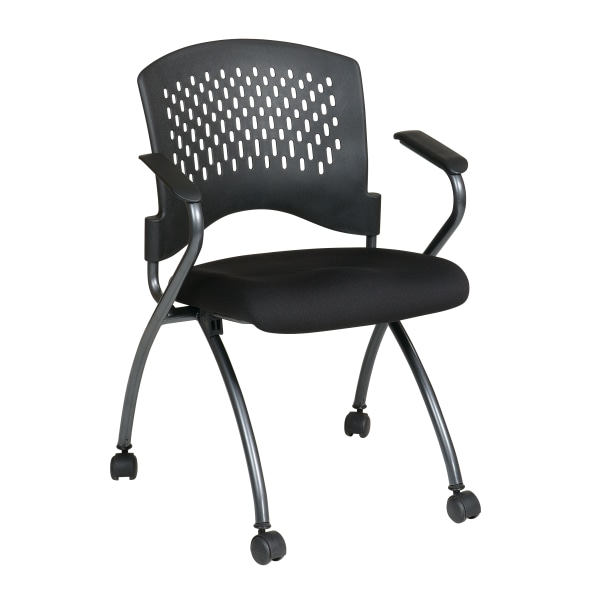 Office Star Folding Chair With Casters, Deluxe, Coal/Titanium, Set Of 2 - 84330-30 - Furniture Mobile guest chairs for meetings, training and mor sku 84330-30