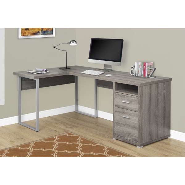L Shaped Computer Desk With 2 Drawers, Monarch Specialties Desk Office Depot