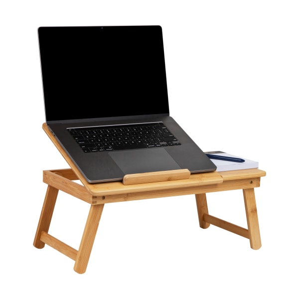 Photos - Office Desk Mind Reader Bali Collection Bamboo Laptop Desk with Folding Legs, 8-1/4"H x 12"W x 19-3/4"D, Brown BEDTRAYBM-BRN