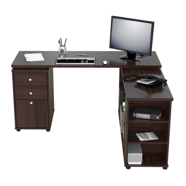 Inval LShaped Computer Workstation, EspressoWengue Zerbee