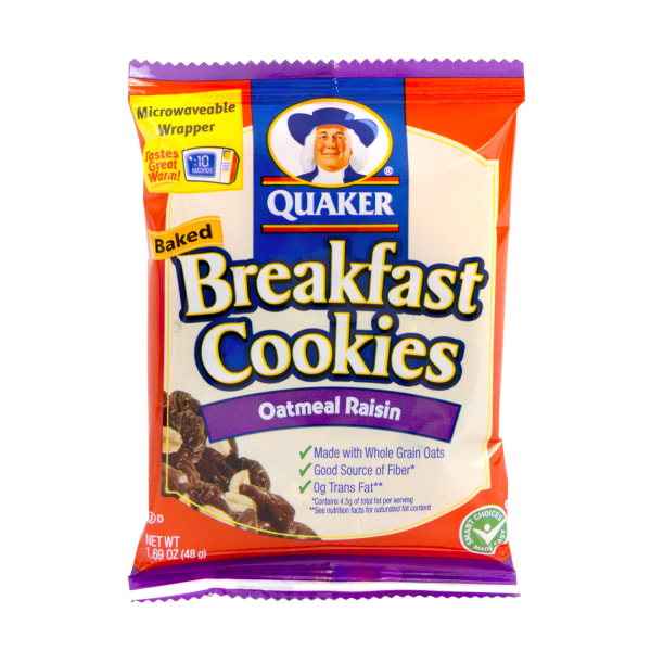 UPC 030000273258 product image for Quaker Breakfast Cookies, Oatmeal Raisin, Box Of 50 | upcitemdb.com