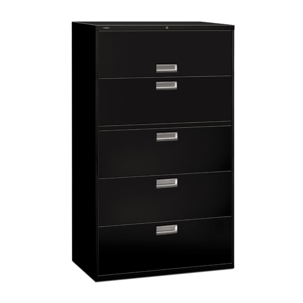 HON® Brigade® 600 20""D Lateral 5-Drawer File Cabinet, Black -  695LP