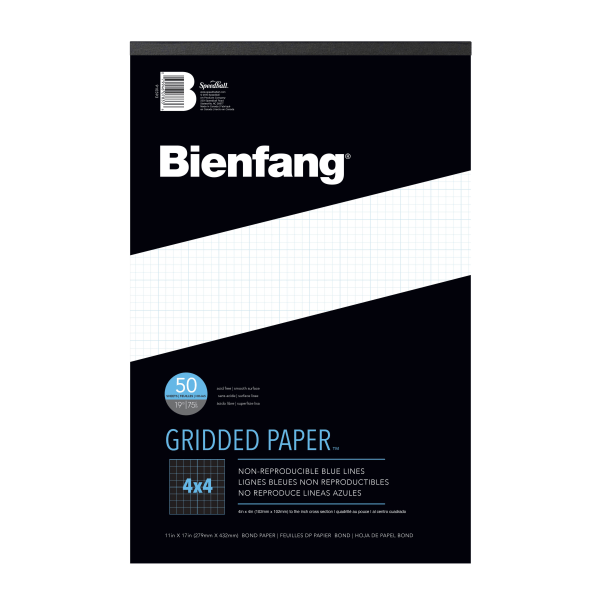Bienfang® Gridded Paper™ Pad, 11" x 17", 100 Pages, White/Blue
