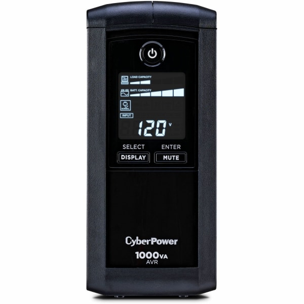CyberPower CP1000AVRLCD Intelligent LCD UPS Battery Backup and Surge Protector, 1000VA/600W, 9 Outlets, AVR, Mini-Tower, UL Certified