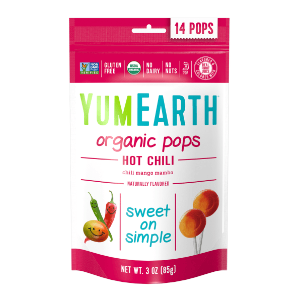 Yummy Earth Organic Hot chili lollipops - 3oz - case of 6 (810165011625)
