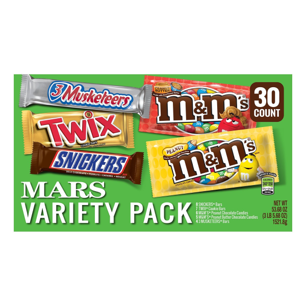 Mars Chocolate Full-Size Candy Bars Variety Pack, 53.68 Oz Box -  225-00039