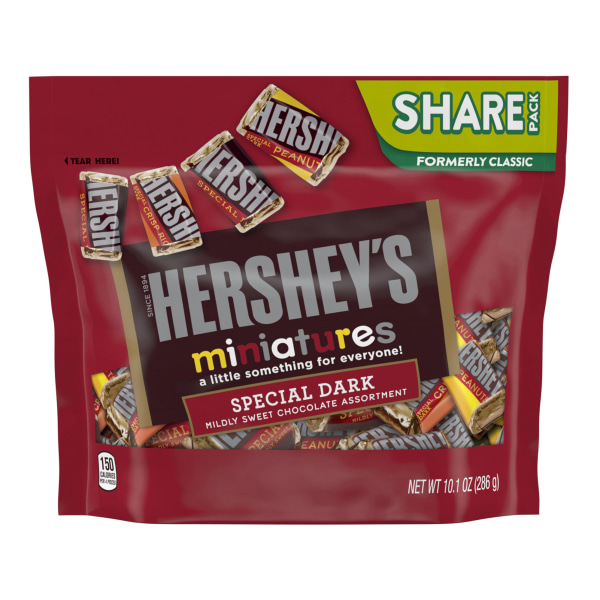 Hershey's® Miniatures Dark Chocolate Candy Assortment, 10.1 Oz Bag, Pack Of 3 Bags -  14061