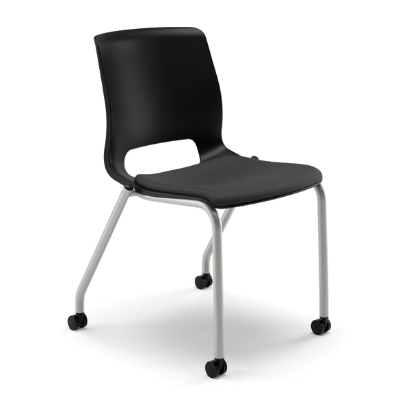 UPC 035349672649 product image for HON® Motivate Stacking Chair With Casters, Padded Seat, Onyx, Set Of 2 | upcitemdb.com