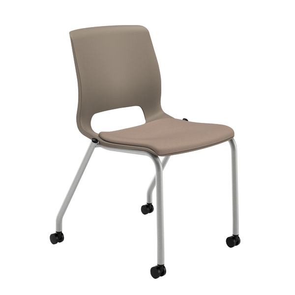 UPC 035349672656 product image for HON� Motivate Stacking Chair With Casters, Shadow/Morel Seat/Platinum Metallic F | upcitemdb.com