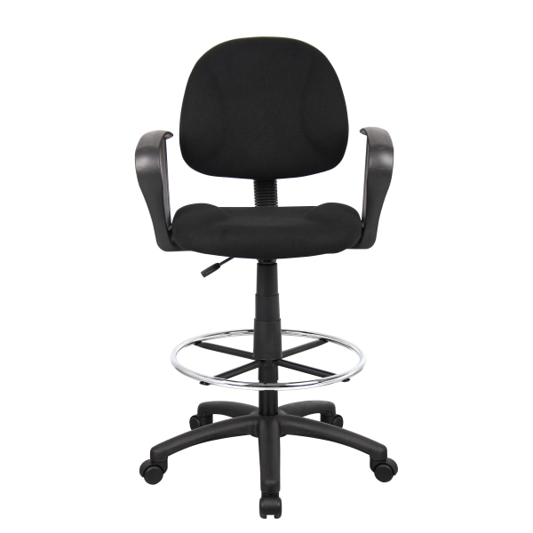 Boss Office Products Boss Ergonomic Works Armless Drafting Chair with Backrest and Footrest, Tweed Fabric, Black (B1617-B | Quill