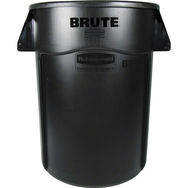 Rubbermaid® Commercial Brute Round Plastic Vented Trash Containers, 44 Gallons, Black, Pack Of 4 Containers -  Rubbermaid Commercial, RCP264360BKCT