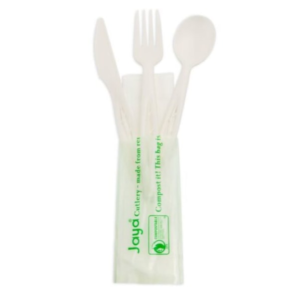 StalkMarket Compostable Assorted Cutlery, 6 1/2", White, Box Of 250 Pieces