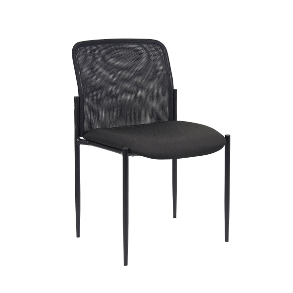 Armless Mesh-Back Stackable Chair, Black