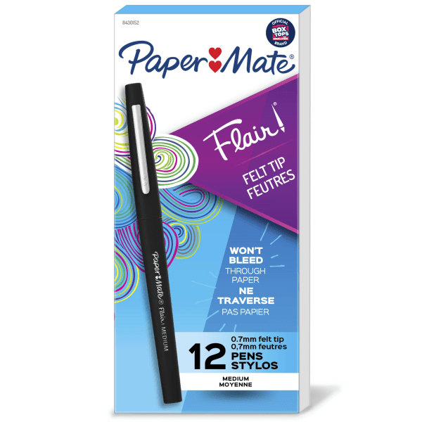UPC 041540843016 product image for Paper Mate® Flair® Porous-Point Pens, Medium Point, 0.7 mm, Black Barrel, Black  | upcitemdb.com
