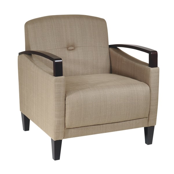 Office Star Ave Six Main Street Chair, Tan/Espresso