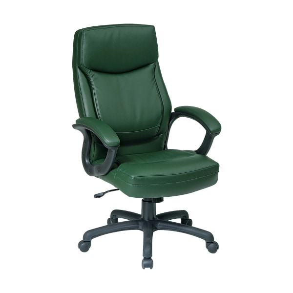 Office Star Work Smart Eco Bonded Leather High-Back Chair, Green