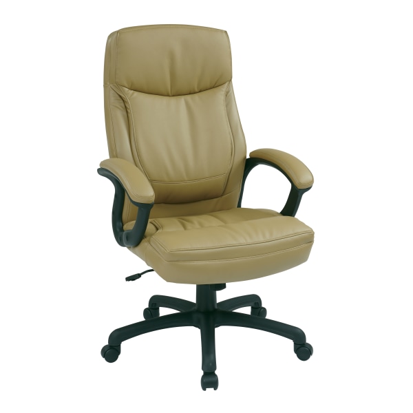 Office Star Work Smart Eco Bonded Leather High-Back Chair, Tan