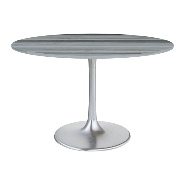 Zuo Modern Star City Marble And Aluminum Round Dining Table, 29-15/16""H x 47-1/4""W x 47-1/4""D, Gray/Silver -  109446