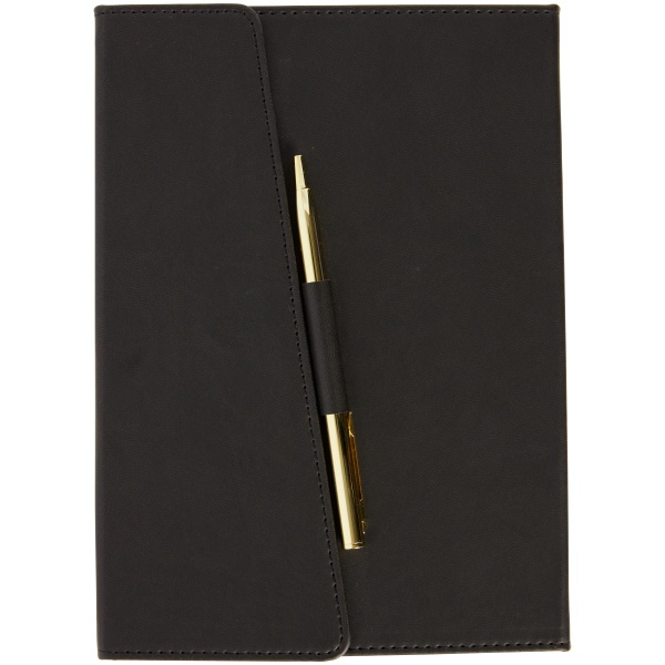Markings by C.R. Gibson® Leatherette Journal With Pen, 5-1/2"" x 8-1/2"", College Ruled, 256 Pages (128 Sheets), Black -  MJ16-60059