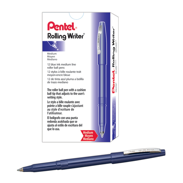 UPC 072512000632 product image for Pentel® Rolling Writer® Pens, Medium Point, 0.8 mm, Blue Barrel, Blue Ink, Pack  | upcitemdb.com