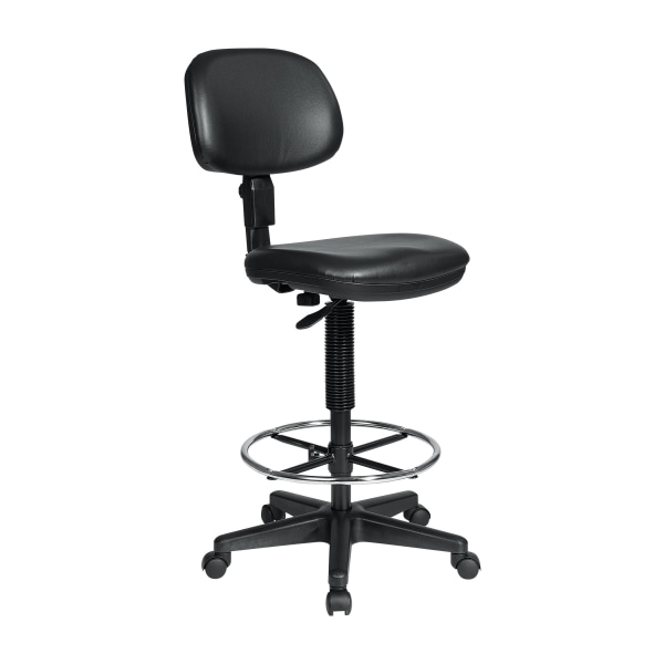 Sculptured Seat and Back Vinyl Drafting Chair with Adjustable Foot ring. Pneumatic Height Adjustment 24 to 34 overall. Heavy Duty Nylon Base with Du - DC517V - Furniture Maintain comfort for extended periods of time  Ove sku DC517V