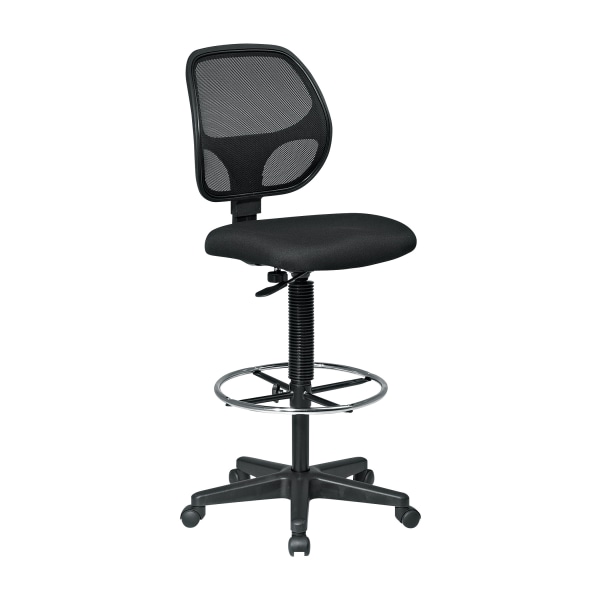 Office Star Deluxe Mesh-Back Drafting Chair With Foot Ring, Black