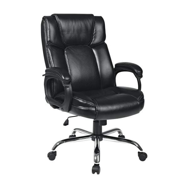 Office Star Work Smart Faux Leather High-Back Big & Tall Chair, Black