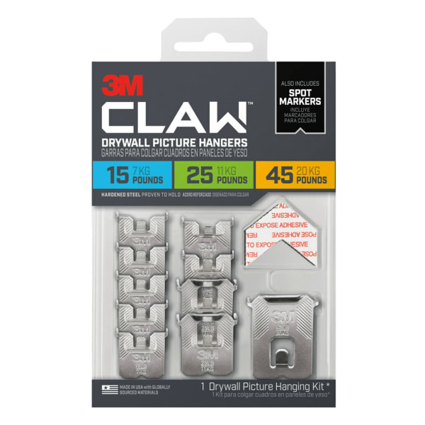 3M CLAW Drywall Picture Hanger Kit  Variety Pack with Spot Markers  Holds Up To 45 lbs