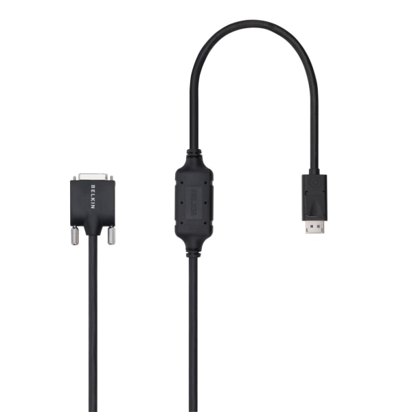 Photos - Cable (video, audio, USB) Belkin DisplayPort-Male to DVI-D-Male Cable  - DP to DVI - Male DisplayPort - DVI Male - 6ft F2CD002B06-E (6 Foot , Black)