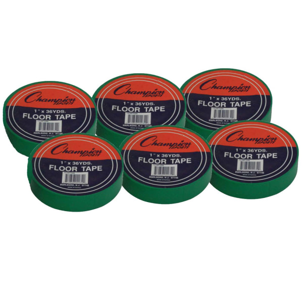Champion Sports Floor Marking Tape 1 x 36 yd Green Pack Of 6 Rolls