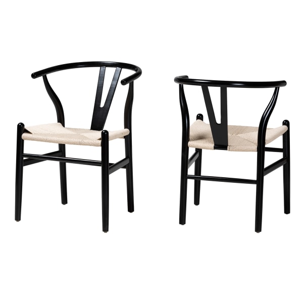 UPC 193271238422 product image for Baxton Studio Paxton Wood Dining Accent Chair Set, Black, Set Of 2 Chairs | upcitemdb.com