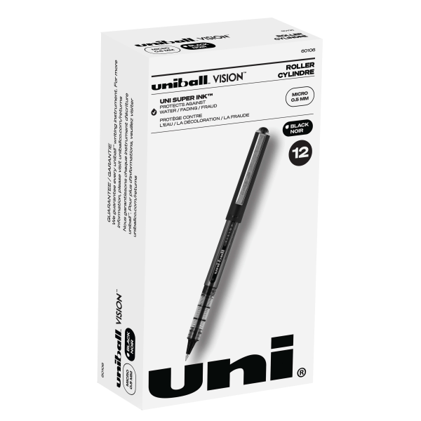 UPC 070530601060 product image for uni-ball® Vision™ Rollerball Pens, Micro Point, 0.5 mm, Black Barrel, Black Ink, | upcitemdb.com