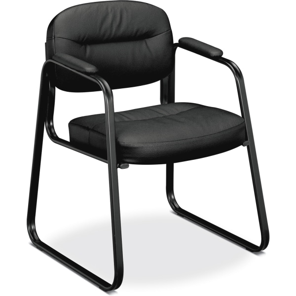 HON® SofThread™ Bonded Leather Guest Chair, Black -  Basyx By HON, VL653SB11