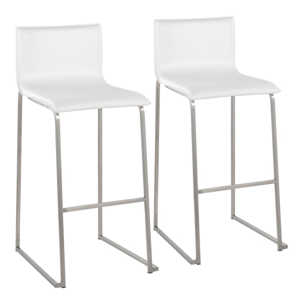 Set of 2 Mara Upholstered Barstools Stainless Steel White - Lumisource