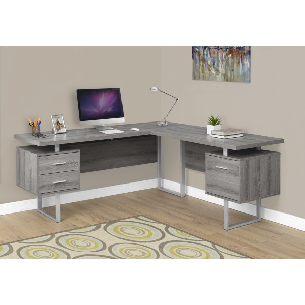 Photos - Office Desk Monarch Specialties L-Shaped Corner Computer Desk With 2 Drawers, Dark Taupe I 7304 