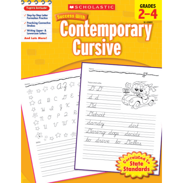 Scholastic Success With: Contemporary Cursive Workbook, Grades 2-4