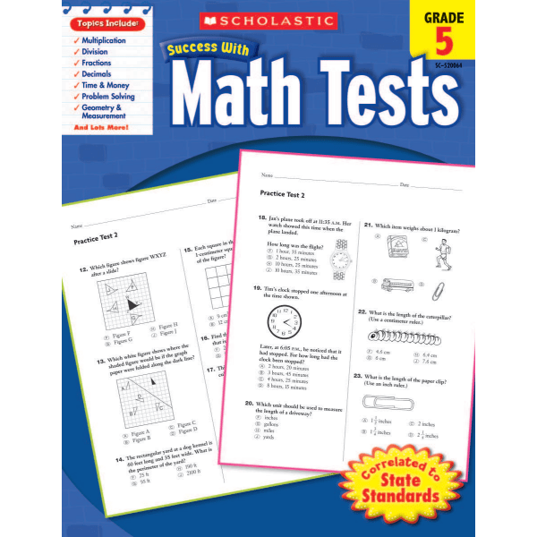 Scholastic Success With: Math Tests Workbook, Grade 5