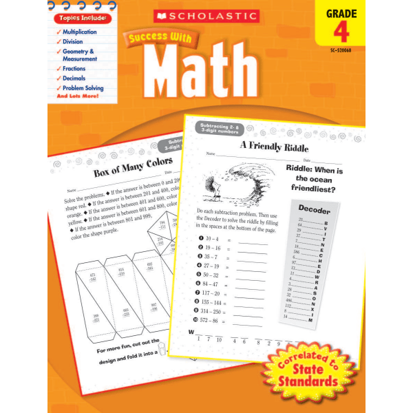 Scholastic Success With: Math Workbook, Grade 4
