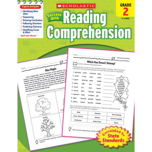Scholastic Success With: Reading Comprehension Workbook, Grade 2