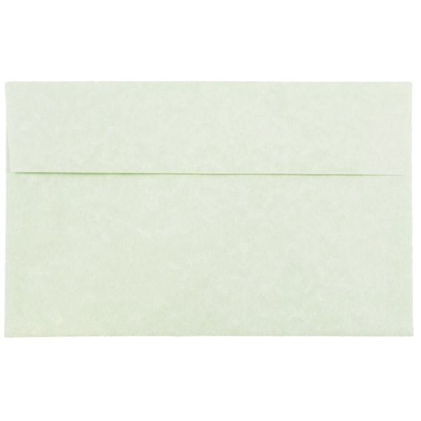 JAM Paper Parchment Booklet Invitation Envelopes, A10, Gummed Seal, 30% Recycled, Green, Pack Of 25