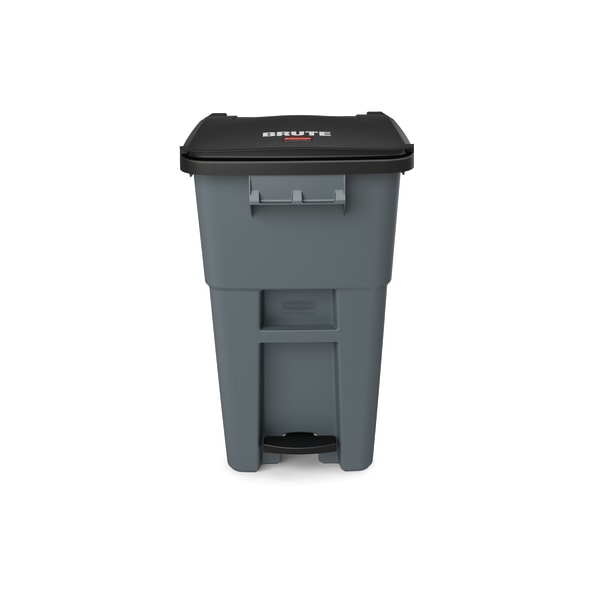 Rubbermaid Commercial BRUTE Rectangular Polyethylene Rollout Bin, Step-On, 50 Gallons, Gray