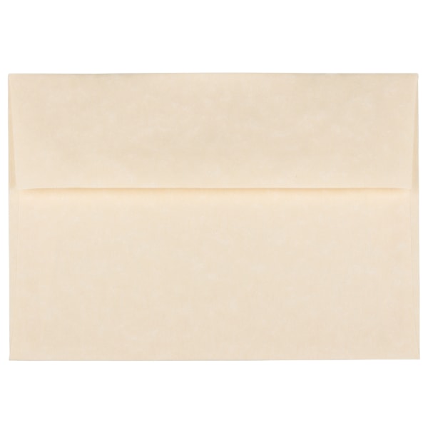 JAM Paper Parchment Booklet Invitation Envelopes, A7, Gummed Seal, 30% Recycled, Natural, Pack Of 25
