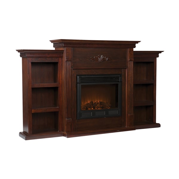 Southern Enterprises Tennyson Electric Fireplace With Built-In Bookcases, 42 1/4""H x 70 1/4""W x 14""D, Espresso -  FE8545