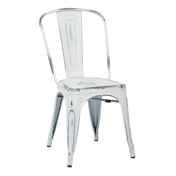 Office Star Bristow Armless Chairs, Antique White, Set Of 4 Chairs